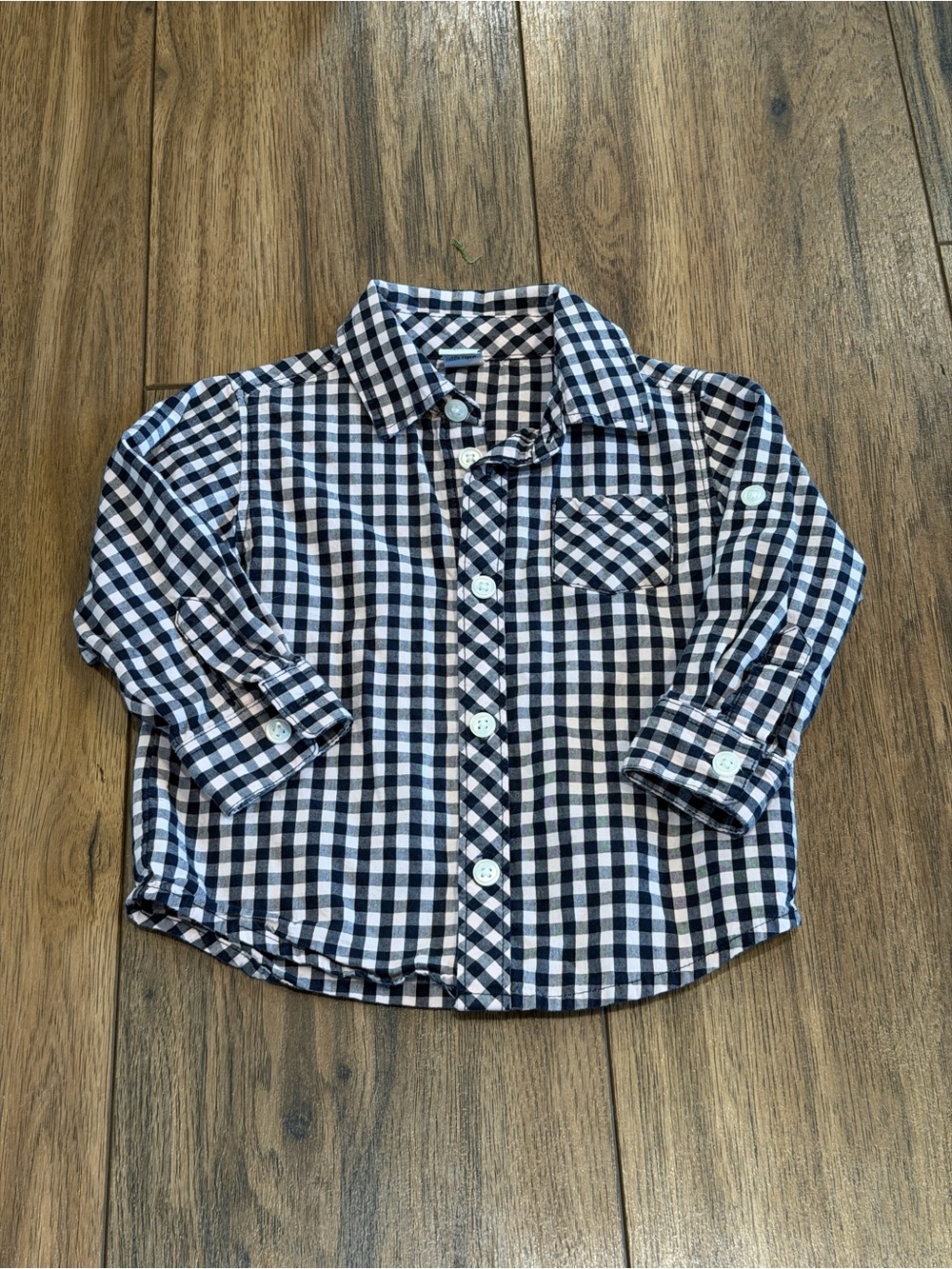 Old Navy Toddler Boys Black & Light Pink Gingham Button-Up Shirt, 12-18 Months